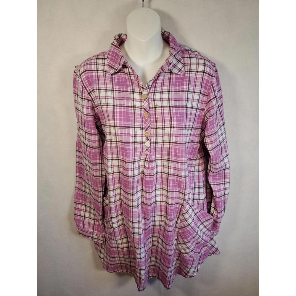 UGG pink plaid flannel night dress with pockets size Xs